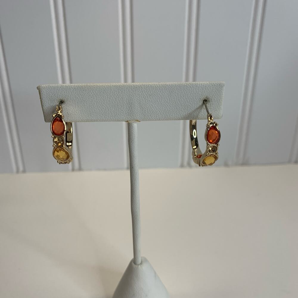 Gold Hinge Back Hoop Earrings Rust Gold 1" Diameter